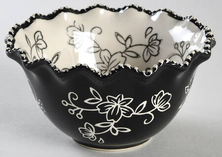 Floral Lace Black 5" Ruffled Bowl