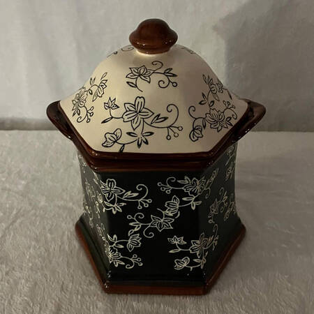 Floral Lace Black Large Canister & Lid