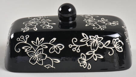 Floral Lace Black Lid for 1/2 Pound Butter