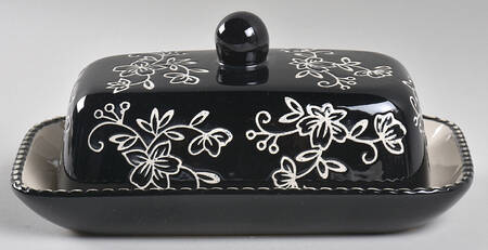 Floral Lace Black Half Pound Covered Butter