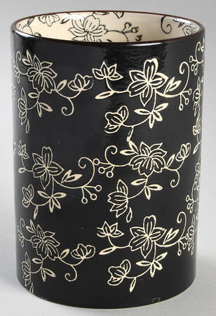 Floral Lace Black Utensil Holder