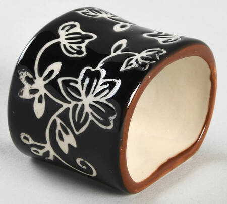 Floral Lace Black Napkin Ring