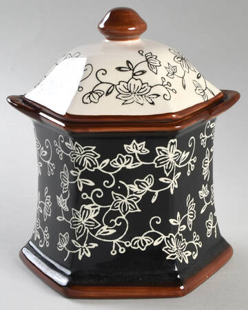 Floral Lace Black Small Canister & Lid