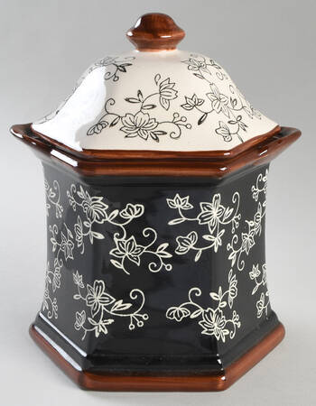 Floral Lace Black Medium Canister & Lid