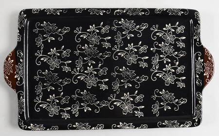 Floral Lace Black 13" Rectangular Tray