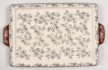 Floral Lace Black 15" Rectangular Tray by Temp-Tations