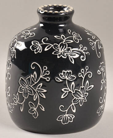 Floral Lace Black 4" Bud Vase
