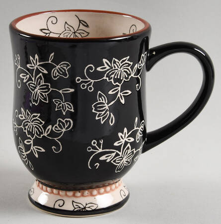 Floral Lace Black Footed Mug (No Lid-It or Spoon)
