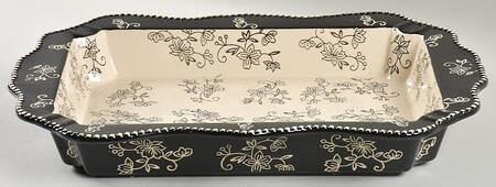 Floral Lace Black 15" Rectangular Baker