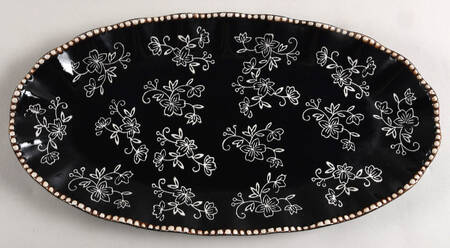 Floral Lace Black 16" Ruffled Platter