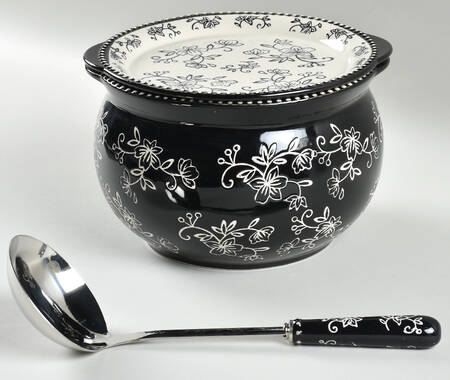 Floral Lace Black Tureen & Lid-It