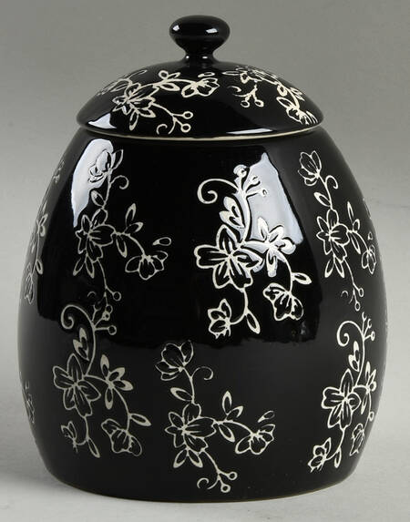 Floral Lace Black Treat Jar & Lid
