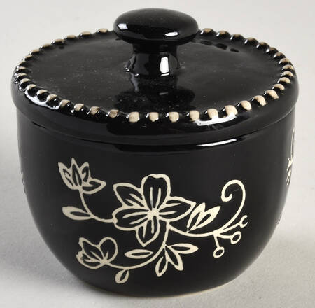 Floral Lace Black Condiment Jar & Lid