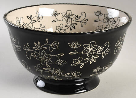 Floral Lace Black 8" Footed Bowl