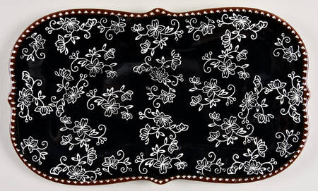 Floral Lace Black Soup & Sandwich Set-Tray