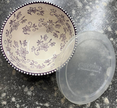 Floral Lace Black 6" Mixing Bowl & Plastic Lid