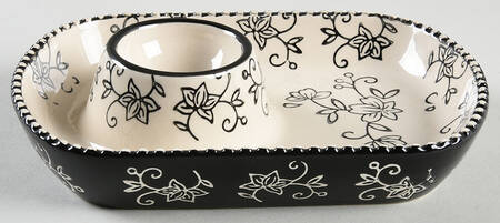 Floral Lace Black Small Individual Snack Caddy with Dip Well