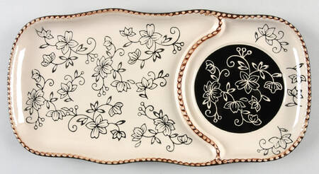 Floral Lace Black Tray for Soup Mug & Sandwich Set