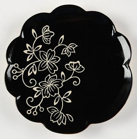 Floral Lace Black Salad Plate