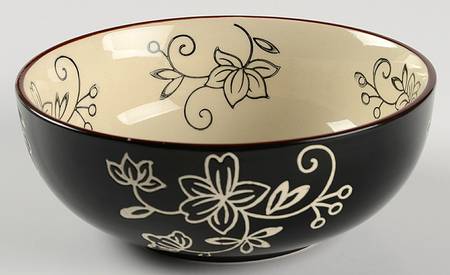Floral Lace Black Soup/Cereal Bowl