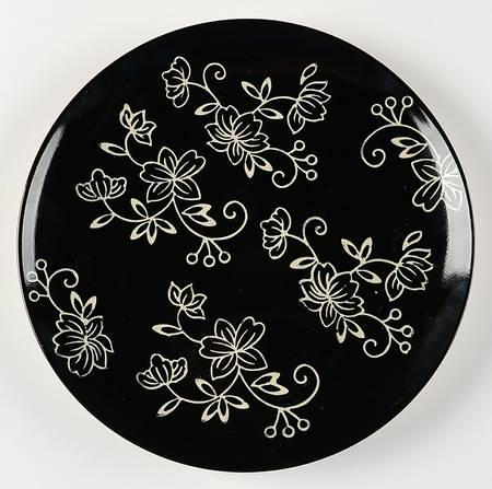Floral Lace Black Dinner Plate