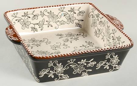 Floral Lace Black 8" Square Baker