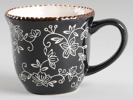 Floral Lace Black Mug
