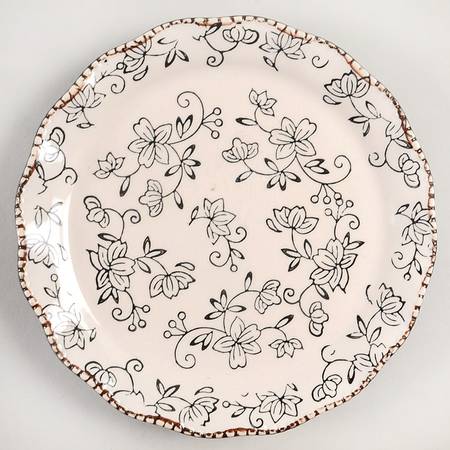 Floral Lace Black Salad Plate