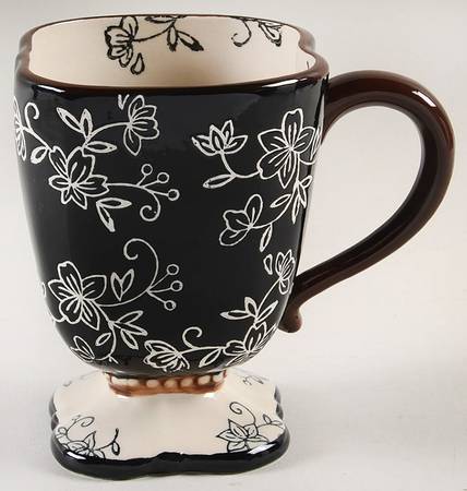 Floral Lace Black Square Mug
