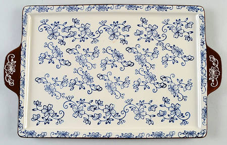 Floral Lace-Blue 15" Rectangular Tray by Temp-Tations