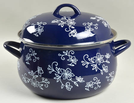 Floral Lace-Blue 7 Quart Metal Stockpot & Lid