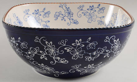 Floral Lace-Blue 9" Square Serving Bowl