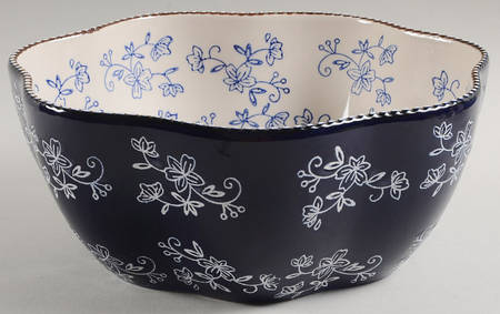 Floral Lace-Blue 10" Scalloped Bowl