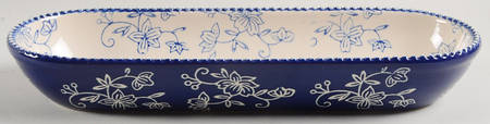 Floral Lace-Blue 11" Oval Baker