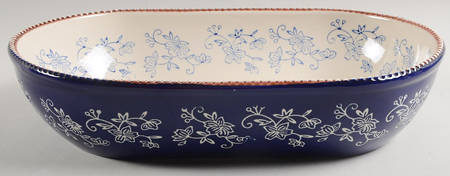 Floral Lace-Blue 13" Oval Baker
