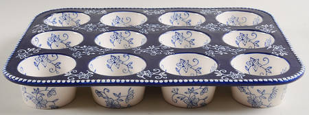 Floral Lace-Blue Large Muffin Pan, Hold 12 Muffins