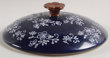 Floral Lace-Blue Lid for 3 Quart Round Casserole
