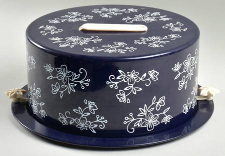 Floral Lace-Blue Metal Cake Carrier & Lid