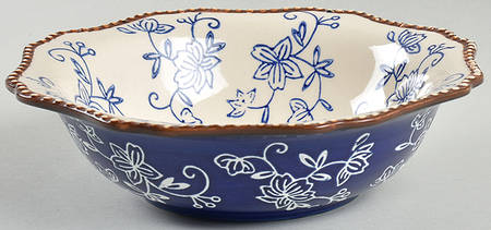 Floral Lace-Blue 7" Round Serving Bowl