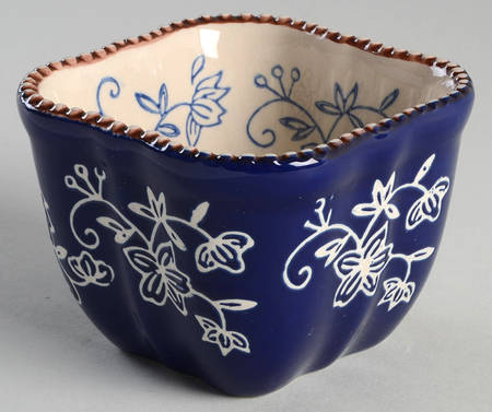 Floral Lace-Blue Square Ramekin