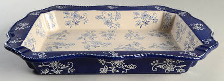 Floral Lace-Blue 15" Rectangular Baker