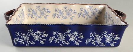 Floral Lace-Blue 13'' Rectangular Baker