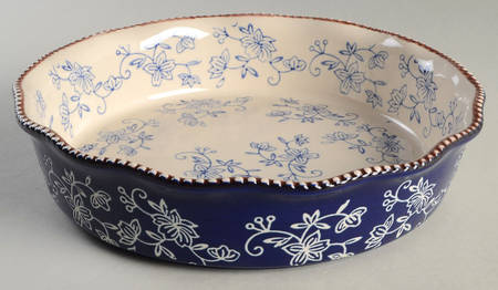 Floral Lace-Blue 10" Pie Baking Plate