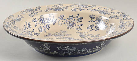 Floral Lace-Blue 12" Pasta Serving Bowl