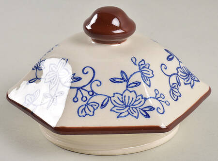 Floral Lace-Blue Lid for Small Canister
