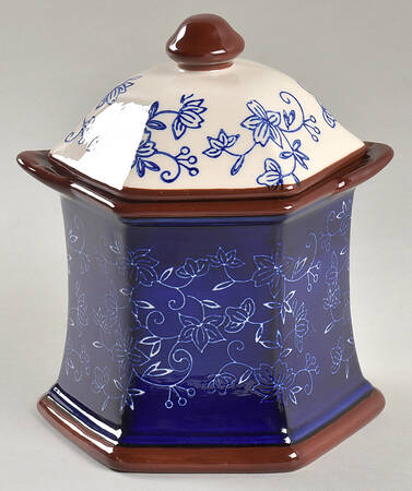 Floral Lace-Blue Small Canister & Lid