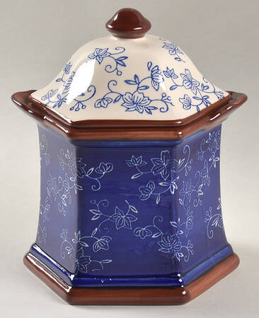 Floral Lace-Blue Medium Canister & Lid