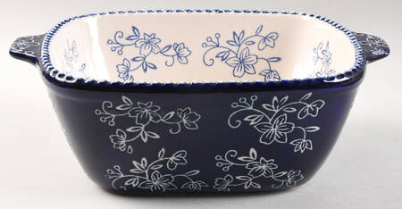 Floral Lace-Blue 8" Square Baker No Glass Lid