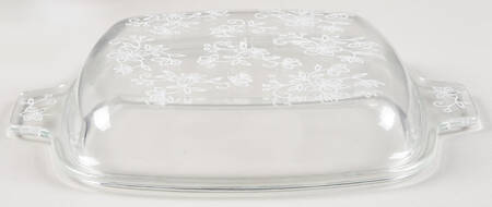 Floral Lace-Blue Glass Lid for 8" Square Baker