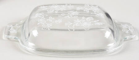 Floral Lace-Blue Glass Lid for 6" Square Baker